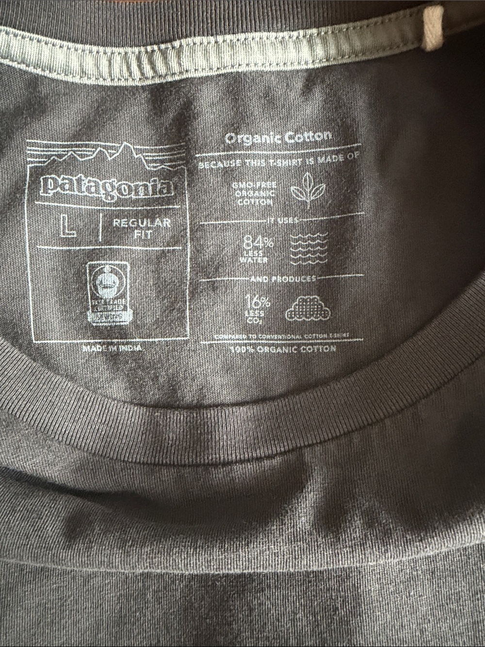 Patagonia Short Sleeve Crew T-Shirt in Grey with White Logo - Picture 3 of 3